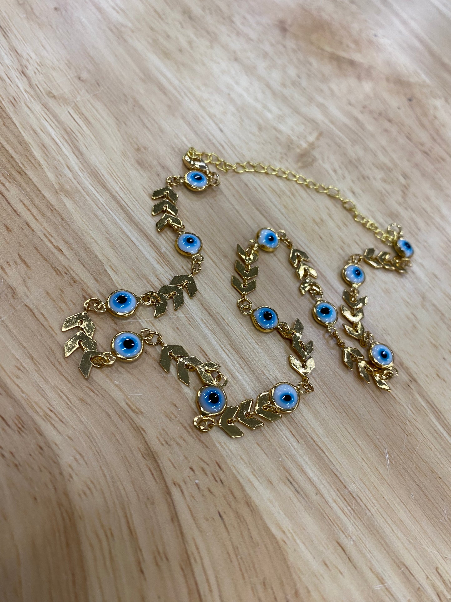 Gold Arrow Evil Eye Necklace