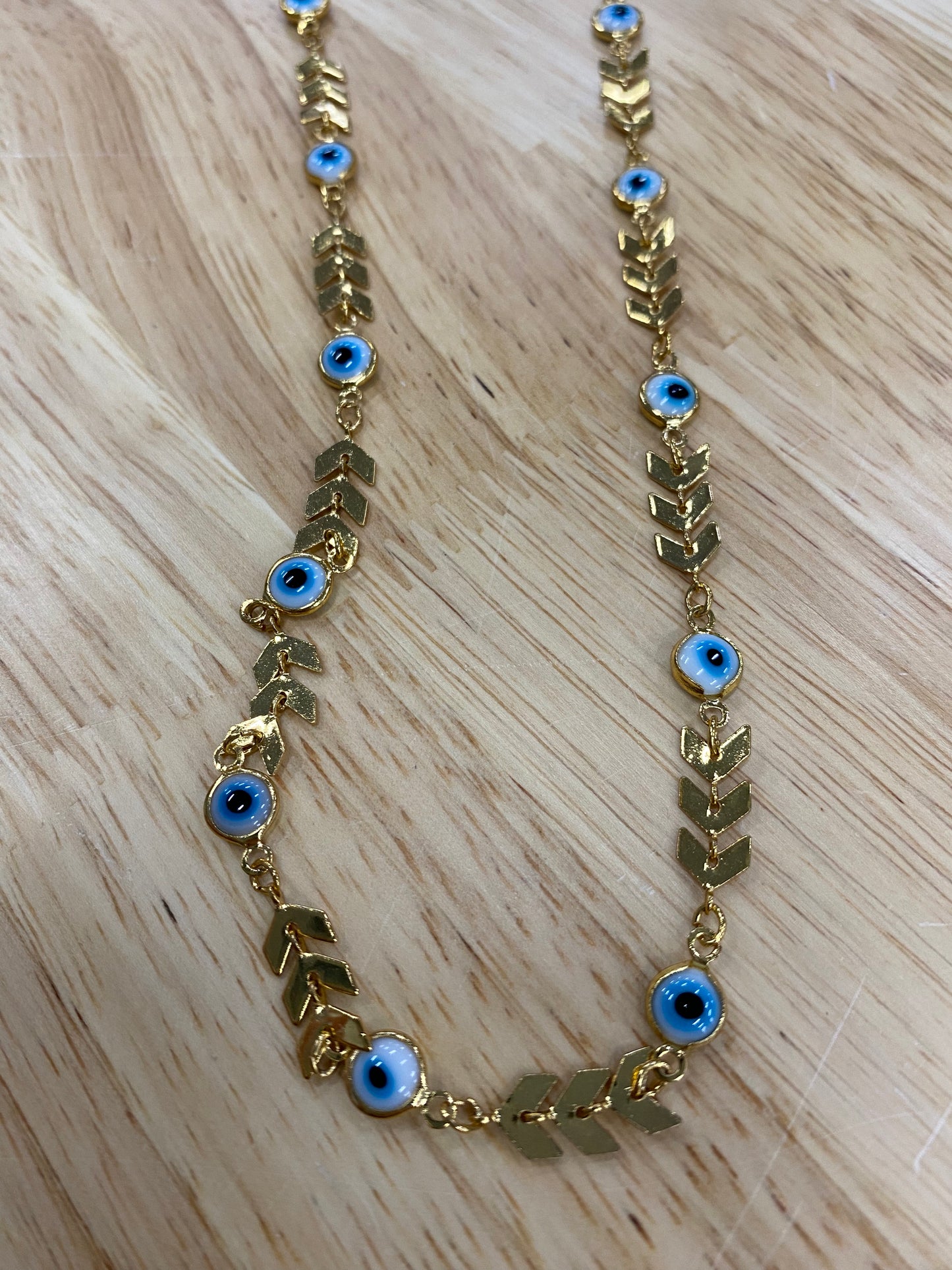 Gold Arrow Evil Eye Necklace