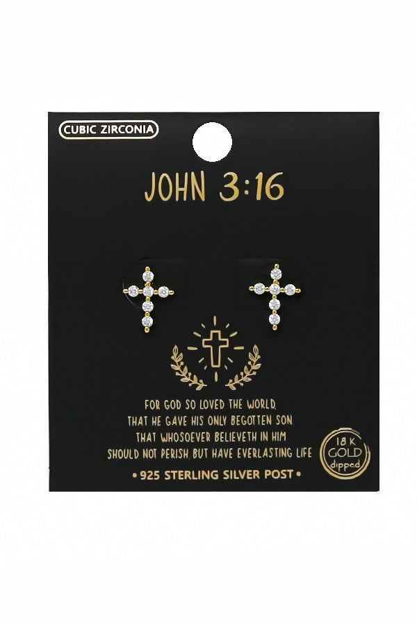 I Am Blessed Cross Stud Earrings