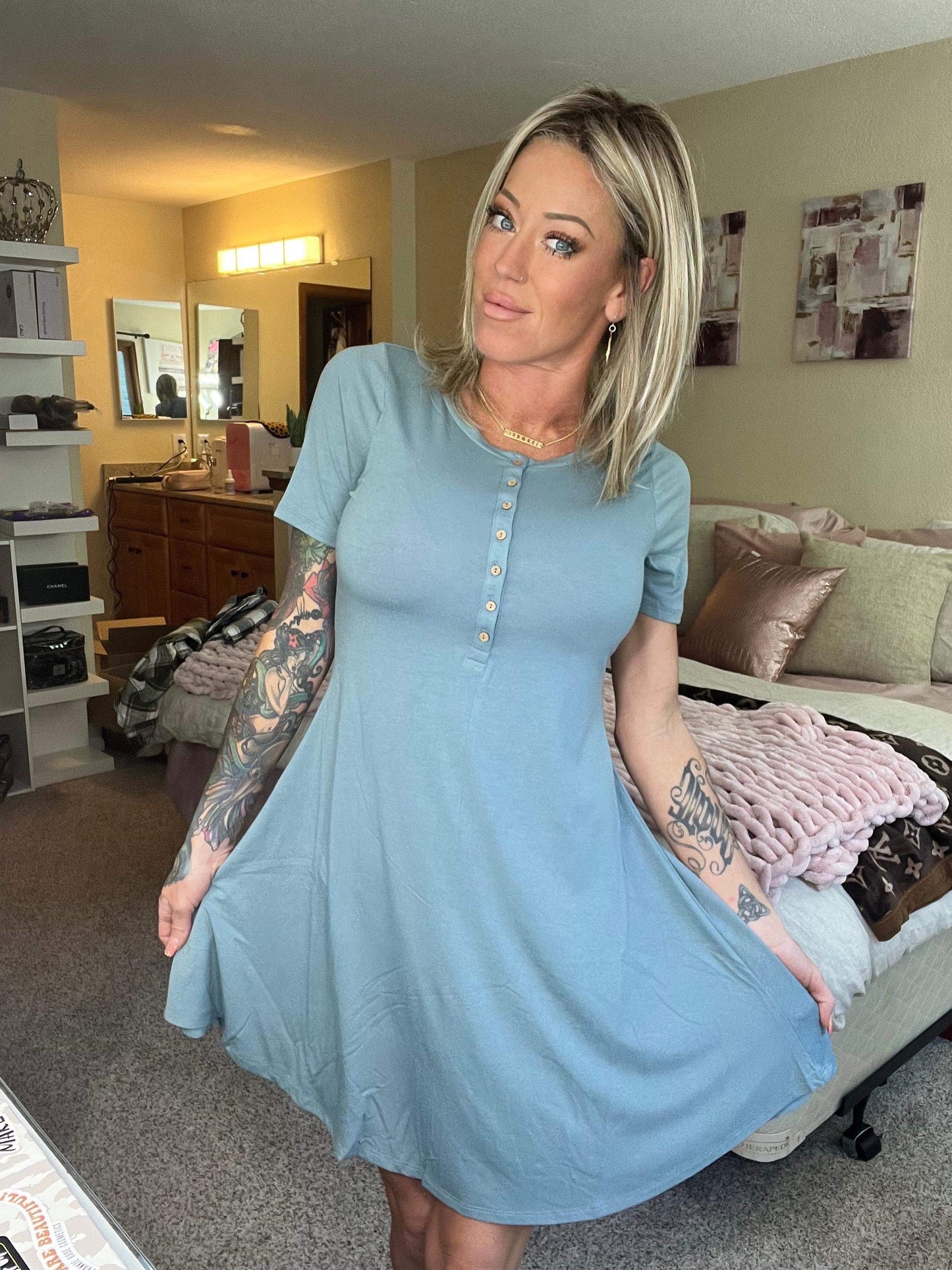 Love Letters Button Down Dress (NEW COLORS)