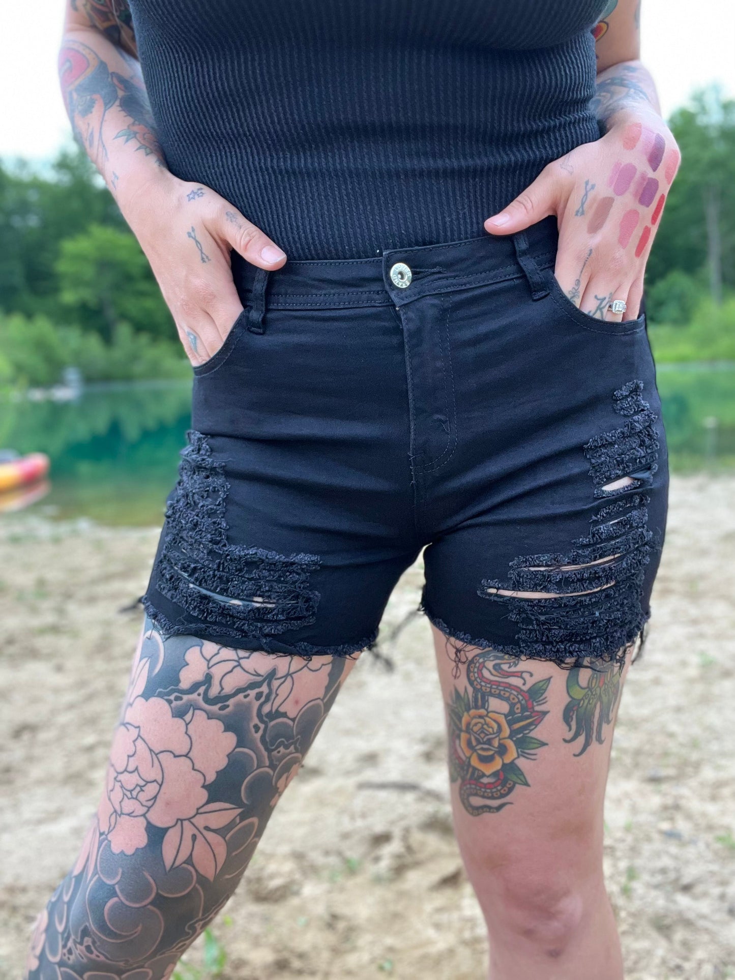 Miami Booty Highwaisted Distressed Shorts