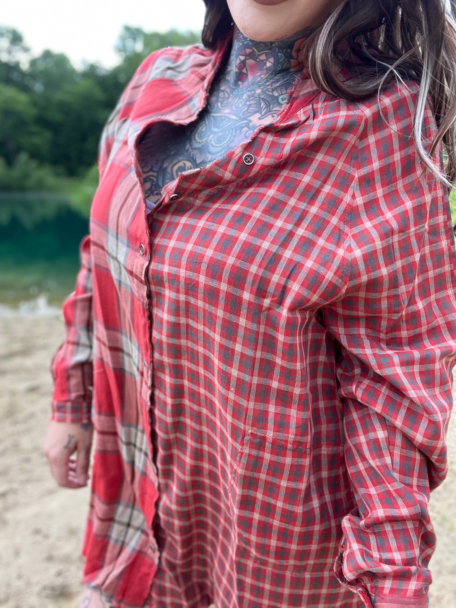 Wine Into Water Plaid Top