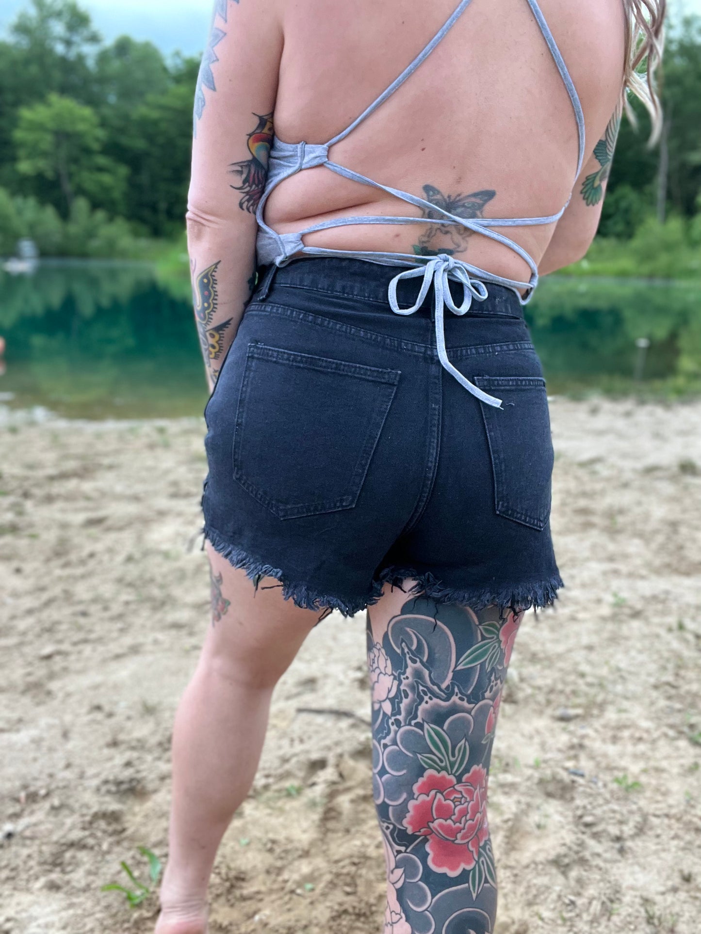 Beach Vibez Fold Over Denim Shorts