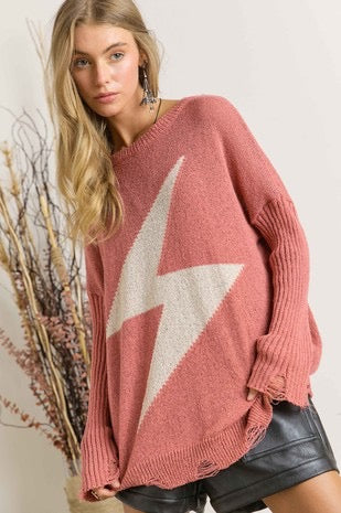 Unplug & Rewind Lightning Bolt Sweater