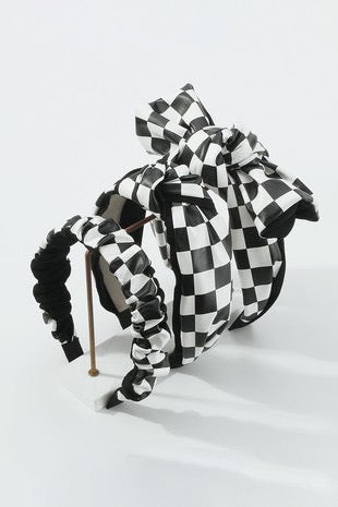 Single Sensation Big Bow Knot Checkerboard Headband