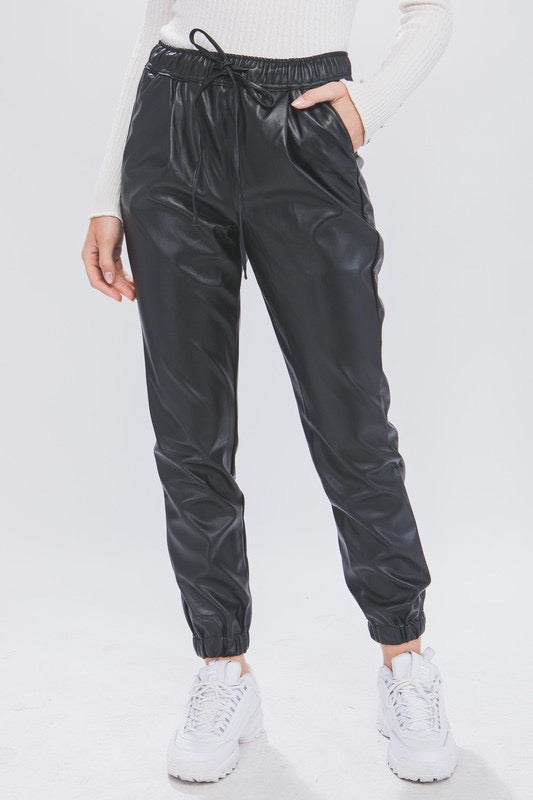 People Change PU Faux Leather Jogger Pants