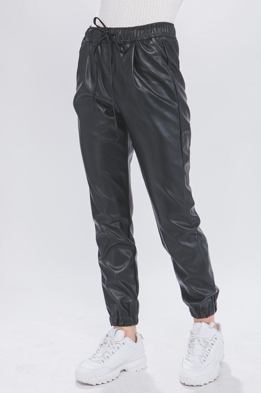 People Change PU Faux Leather Jogger Pants