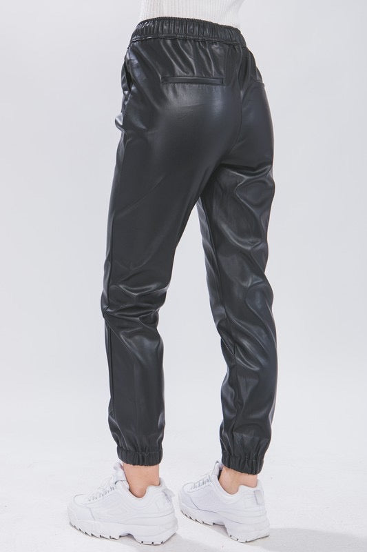 People Change PU Faux Leather Jogger Pants