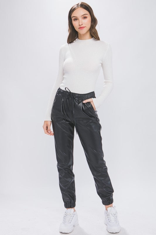 People Change PU Faux Leather Jogger Pants