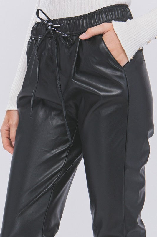 People Change PU Faux Leather Jogger Pants