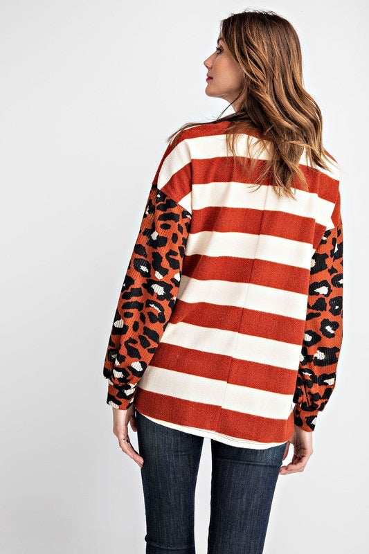 Fun & Games Curvy Animal Print And Striped Top