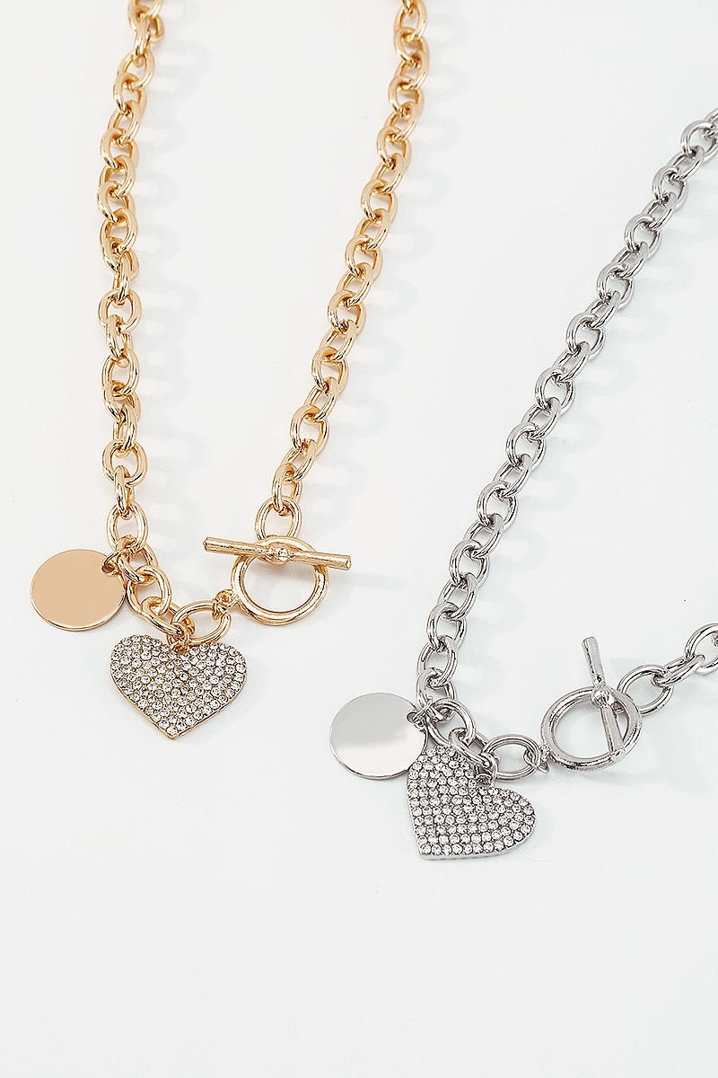 Love Me Tender Heart Pendant Toggle Necklace