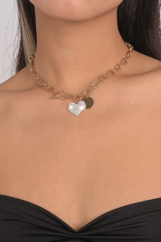 Love Me Tender Heart Pendant Toggle Necklace