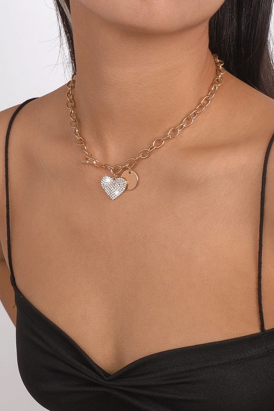 Love Me Tender Heart Pendant Toggle Necklace