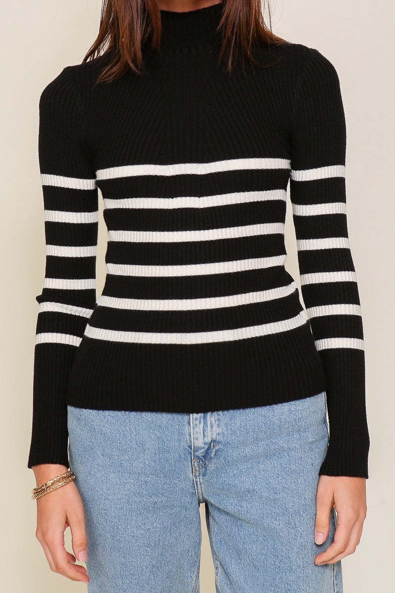 Look Out Long Sleeve Striped Sweater