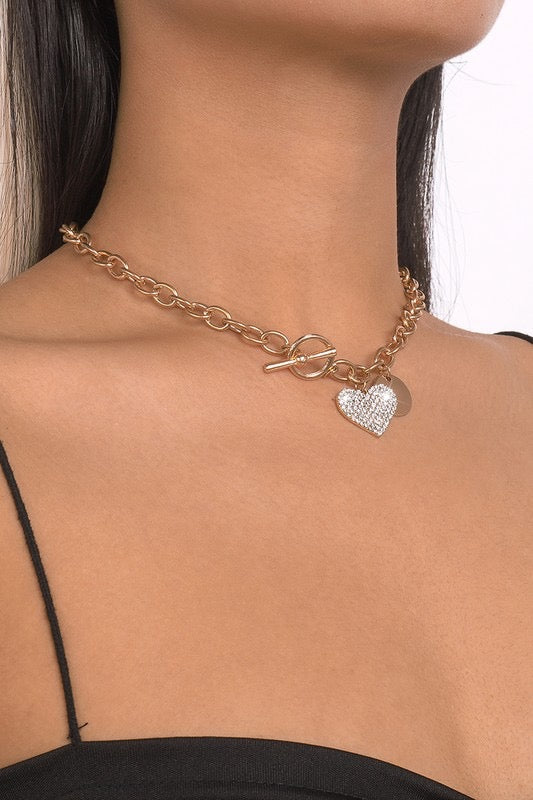 Love Me Tender Heart Pendant Toggle Necklace