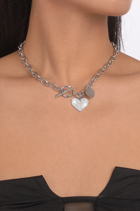 Love Me Tender Heart Pendant Toggle Necklace