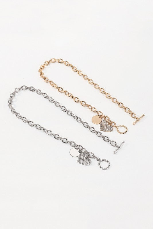 Love Me Tender Heart Pendant Toggle Necklace