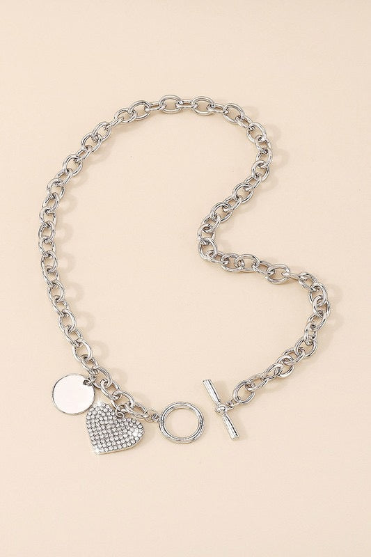 Love Me Tender Heart Pendant Toggle Necklace