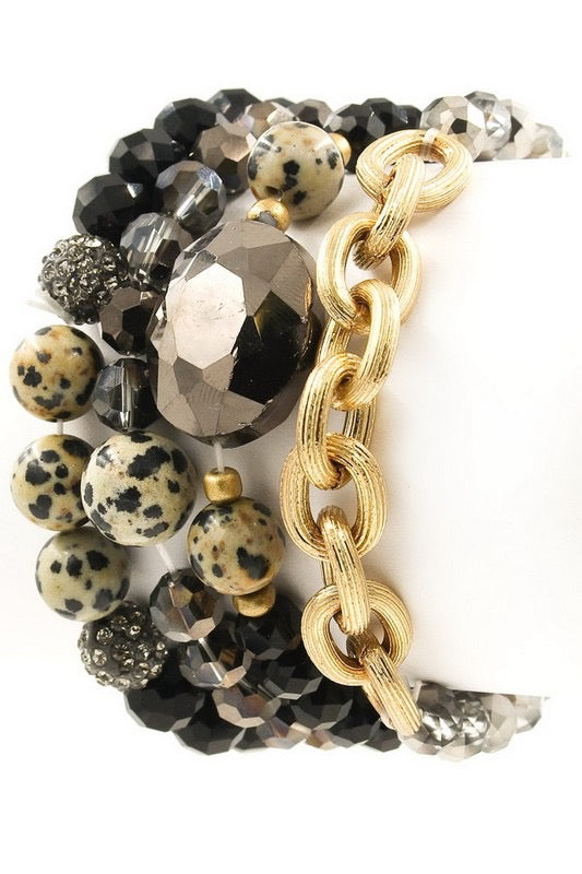 Gold Fever Faceted Stone Stretch Bracelet Set