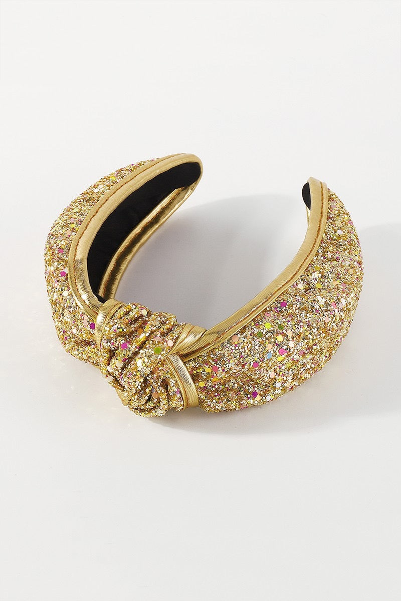 Flashy Finds Gold Sparkly Top Knot Headbands