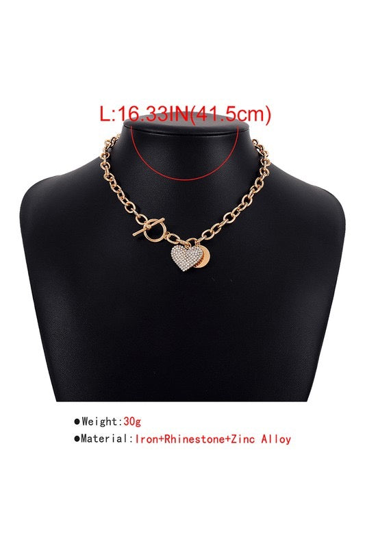 Love Me Tender Heart Pendant Toggle Necklace