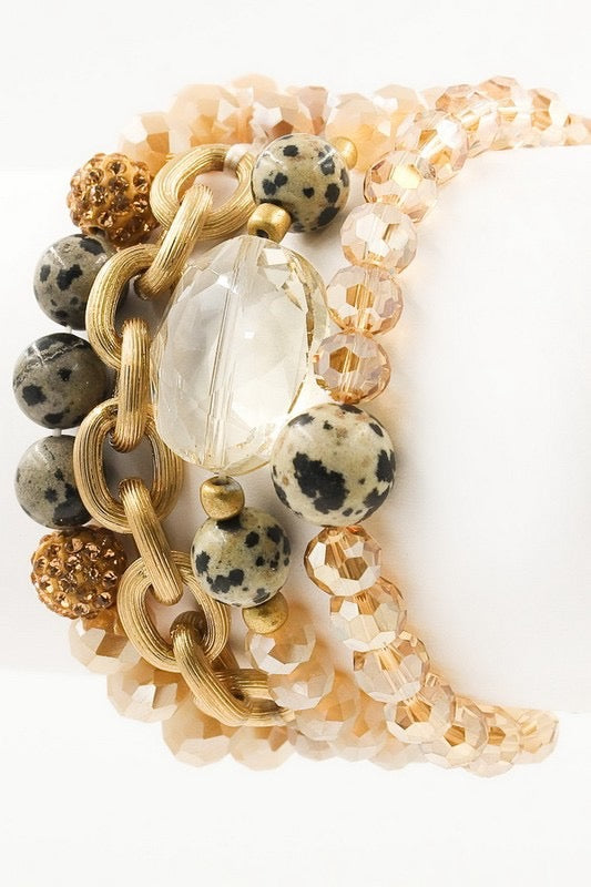 Gold Fever Faceted Stone Stretch Bracelet Set