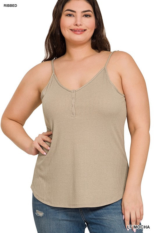 Keep It Simple Curvy Button Closure Cami Top