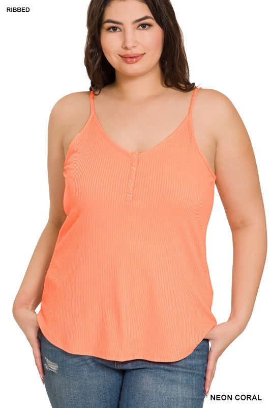 Keep It Simple Curvy Button Closure Cami Top