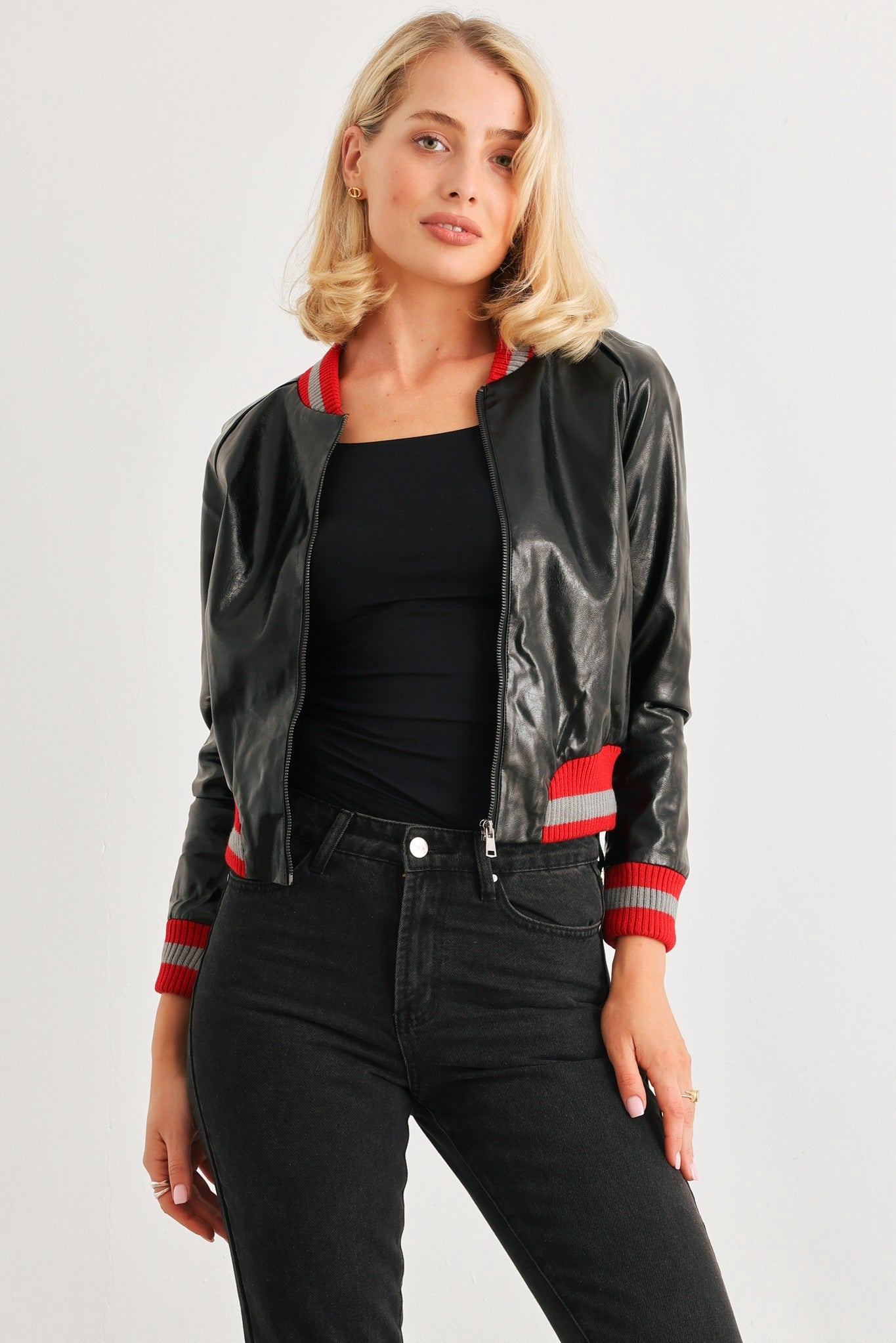 Tune You Out Vintage Leather Bomber Jacket