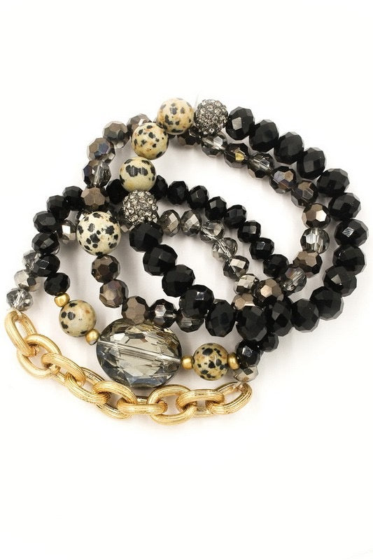 Gold Fever Faceted Stone Stretch Bracelet Set