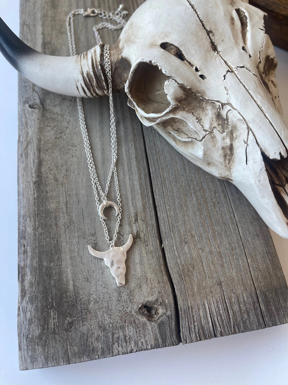 Bullseye Steer Hammered Layered Necklace