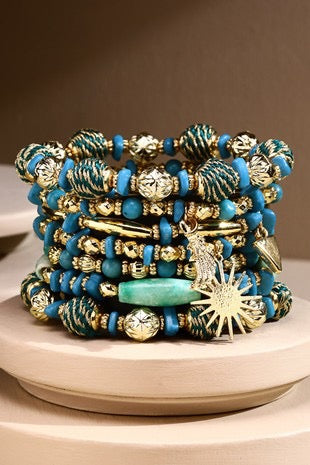 Catch The Rays 7 Layered Stretch Bracelet with Sun Charm