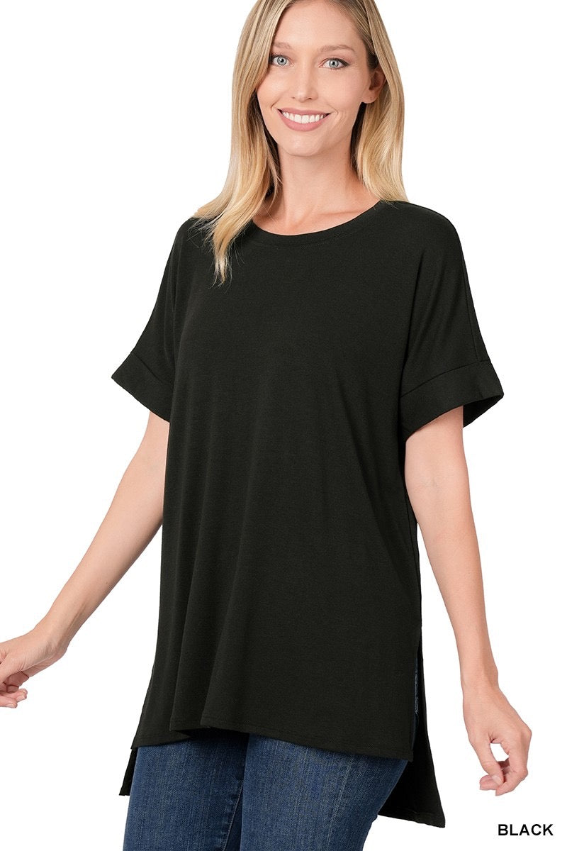 Keep It Casual Side Slit High Low Hem Top