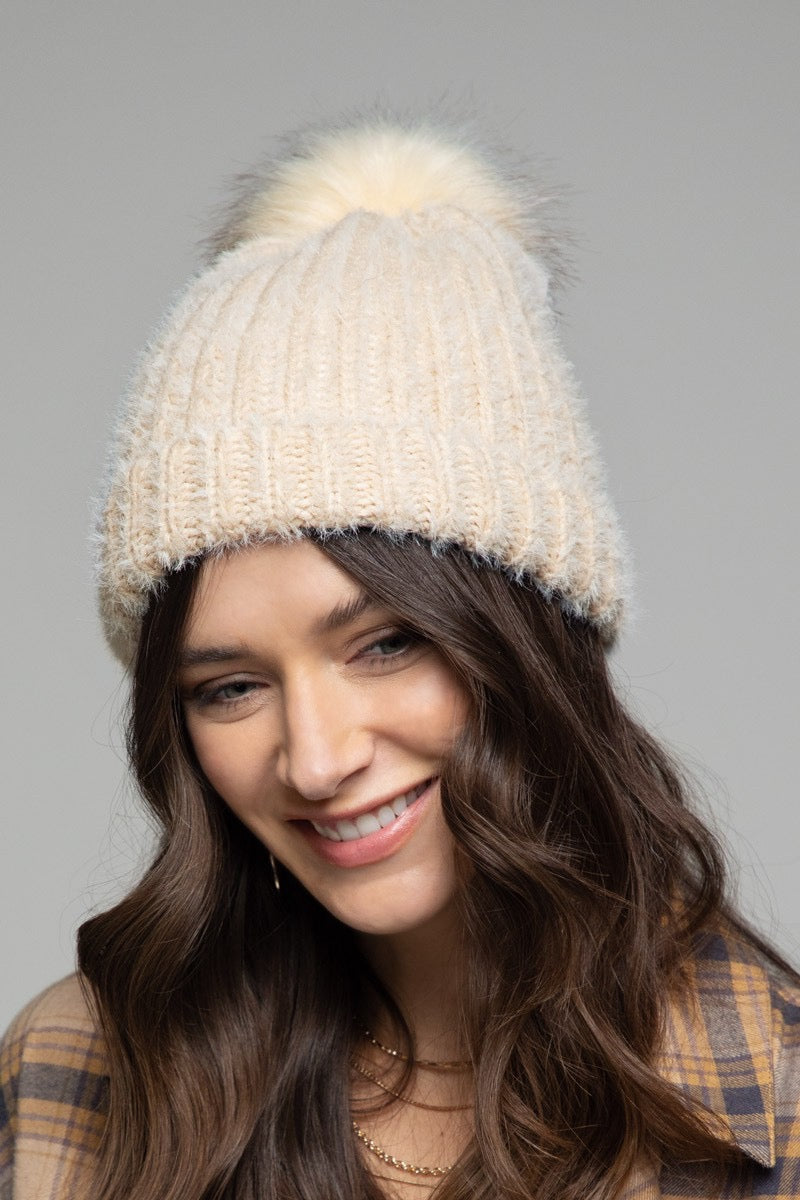 Taking The Reigns Fuzzy PomPom Beanie