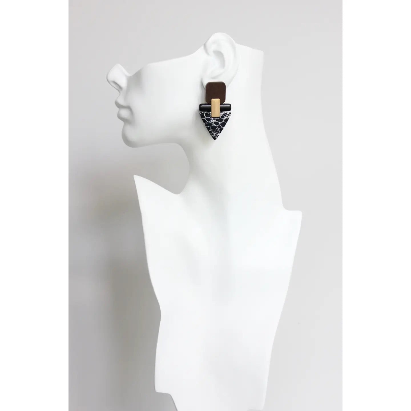 Just The Right Angle Geometric Black Wood Post Earring