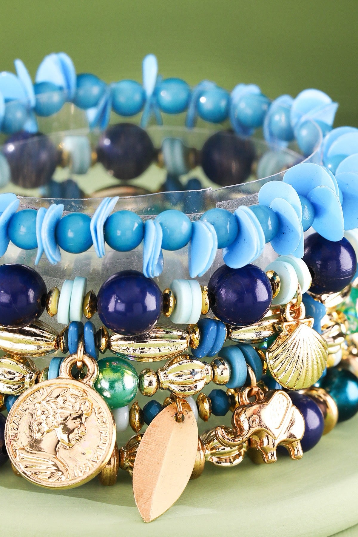 Blue Stretch & Stack Beaded Boho Bracelet Set