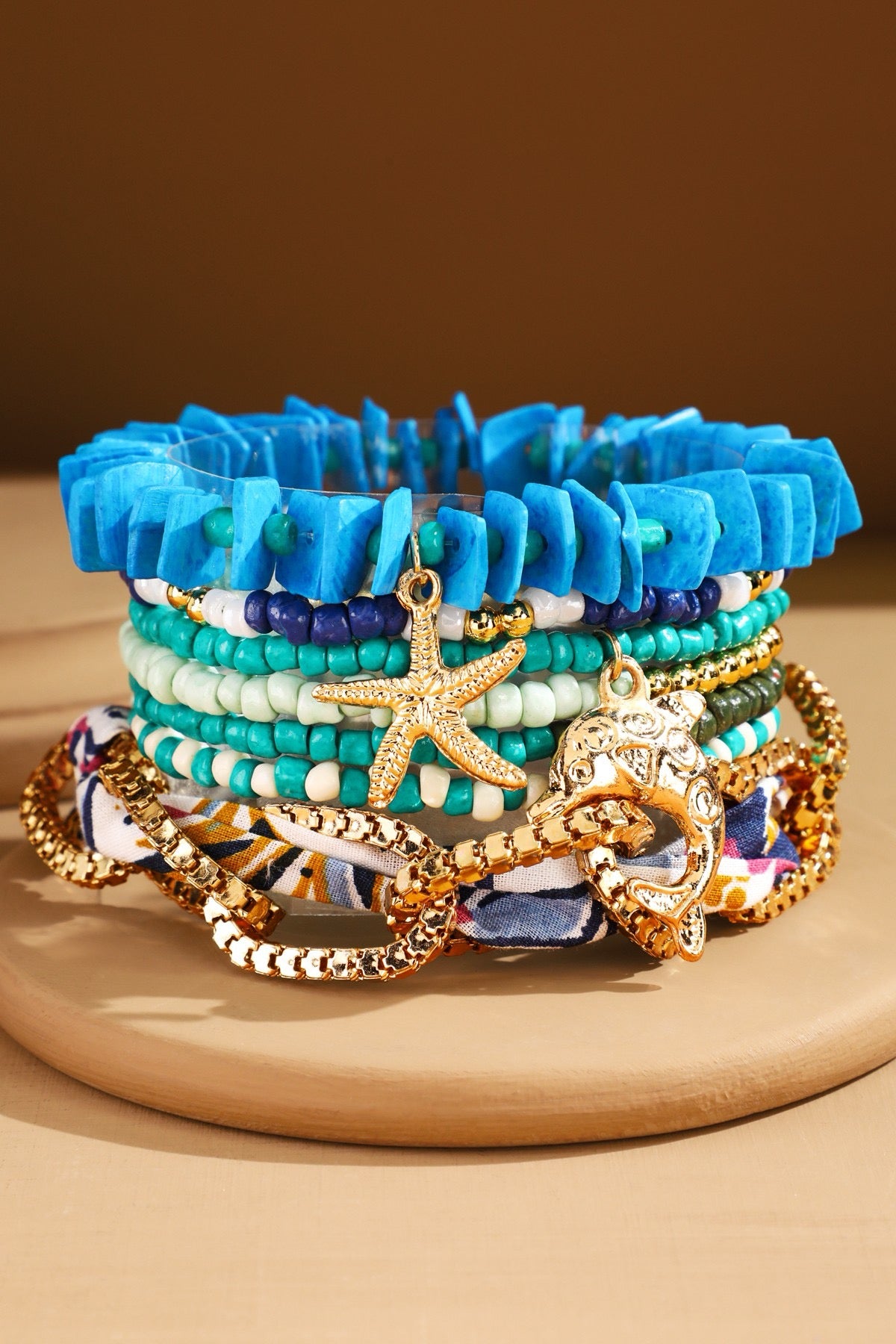Boho Stacking Beaded Charm Bracelet