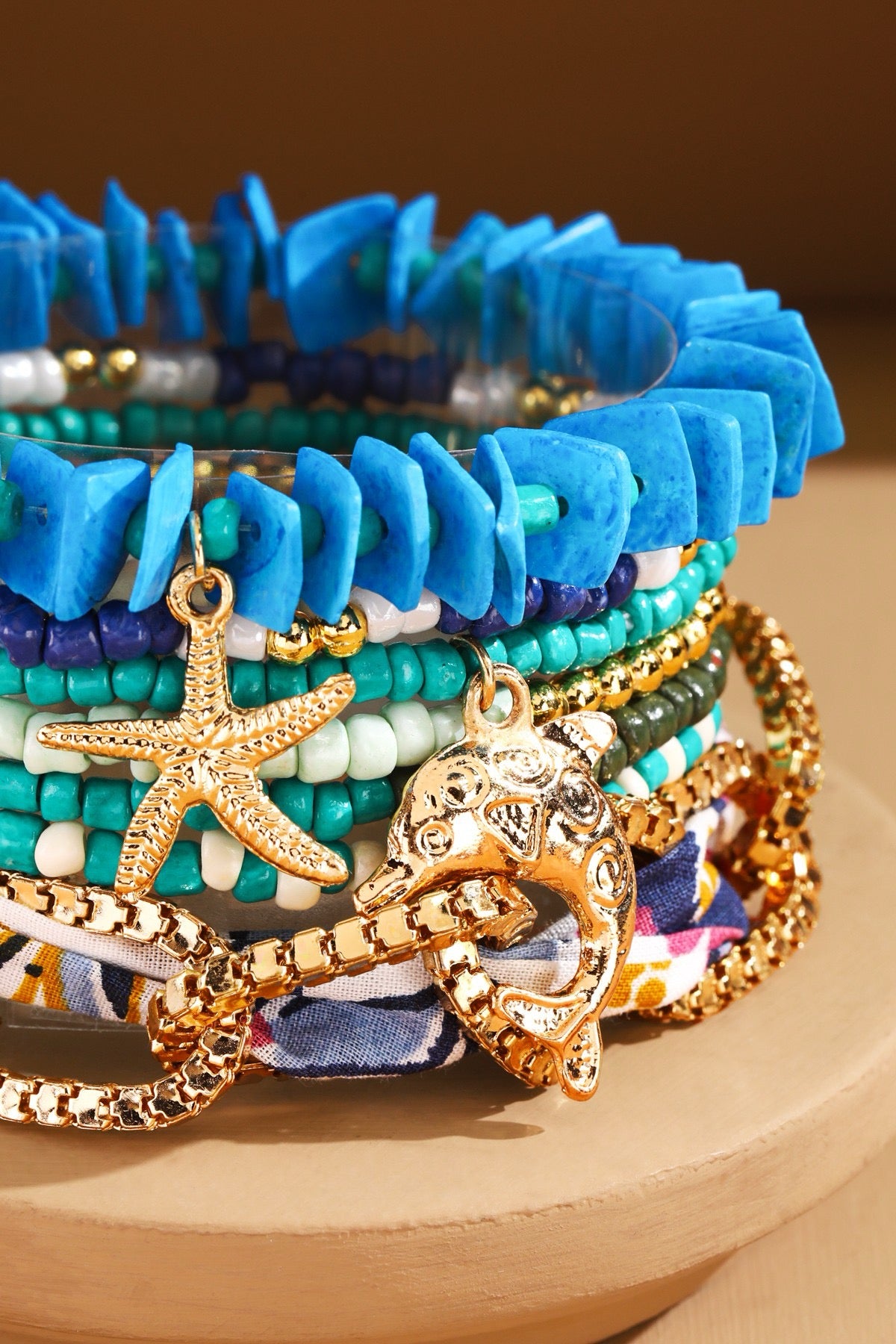 Boho Stacking Beaded Charm Bracelet