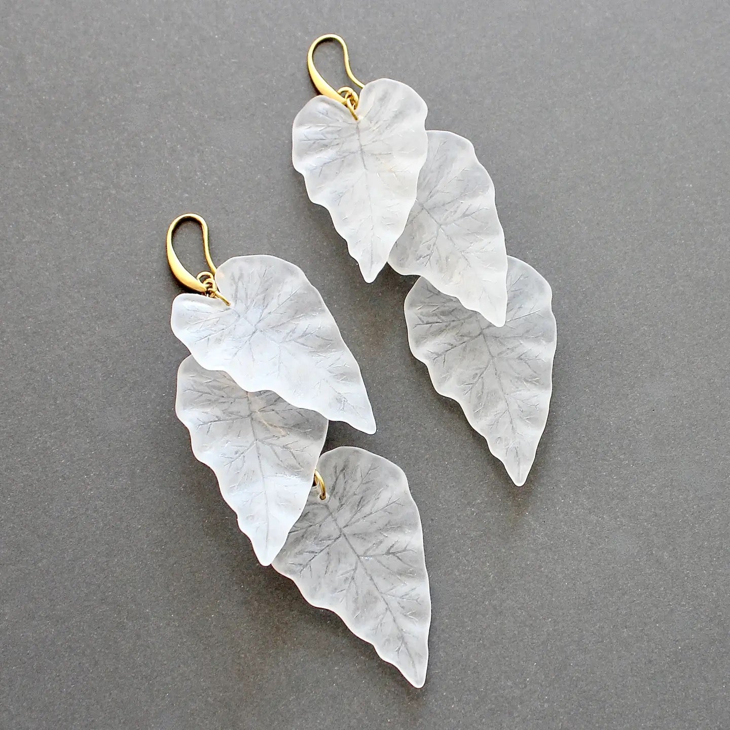 Winter Weather Frosted Acrylic Leaf Earring