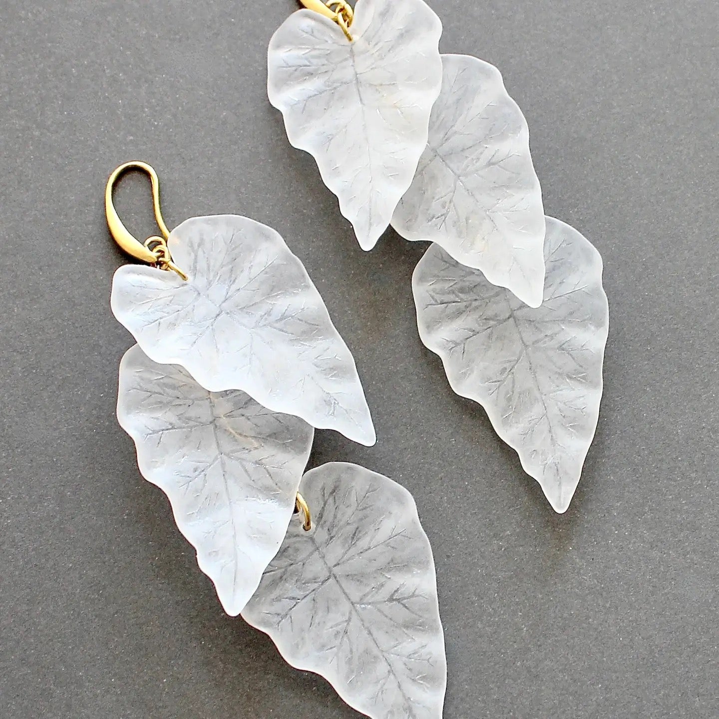 Winter Weather Frosted Acrylic Leaf Earring