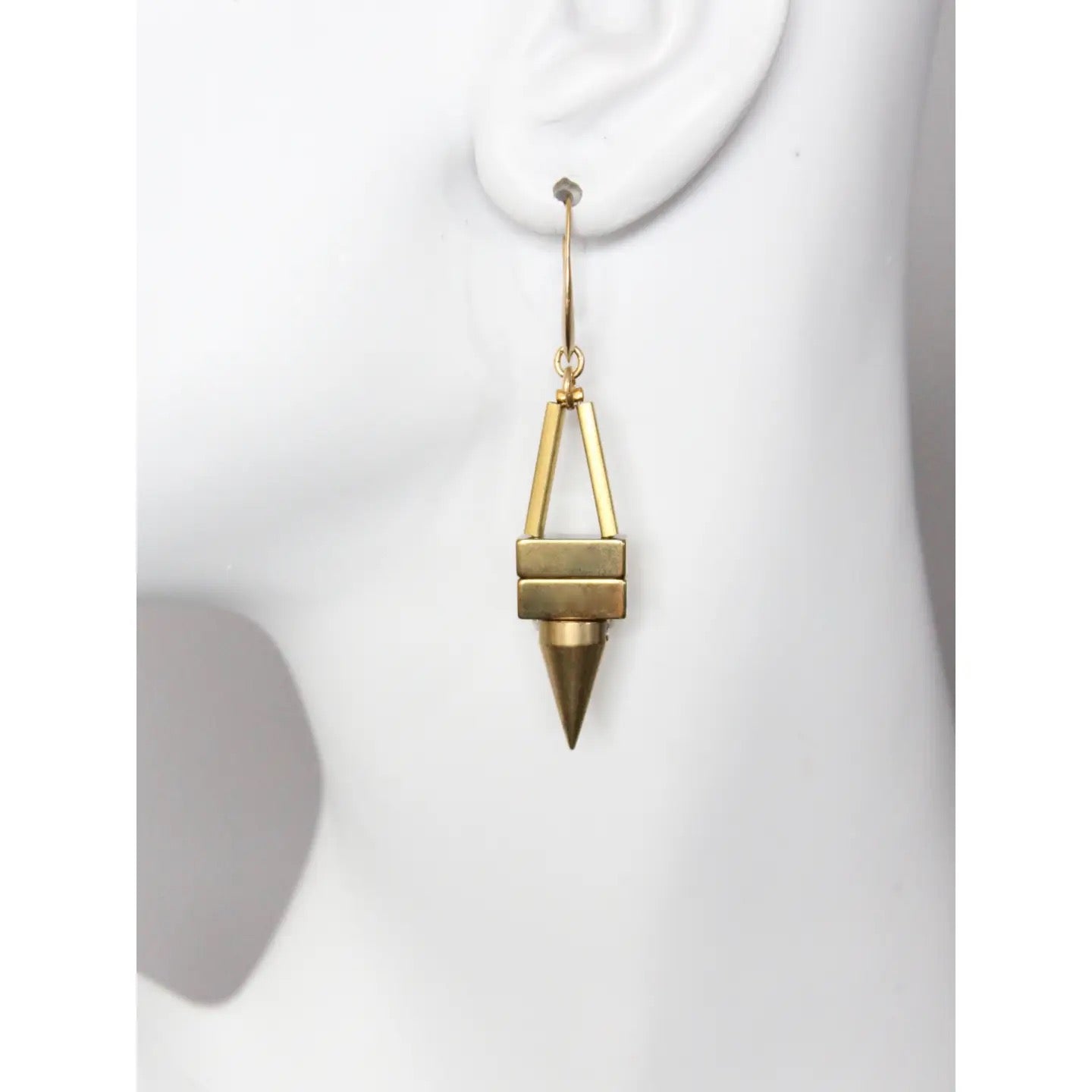 Warrior Woman Geometric Hematite Brass Spike Earring