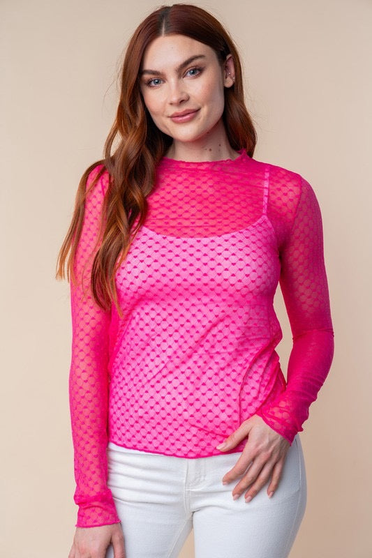 Curvy White Birch - Long Sleeve Mesh Solid Knit Top (MULTIPLE COLORS)