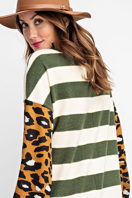 Fun & Games Curvy Animal Print And Striped Top