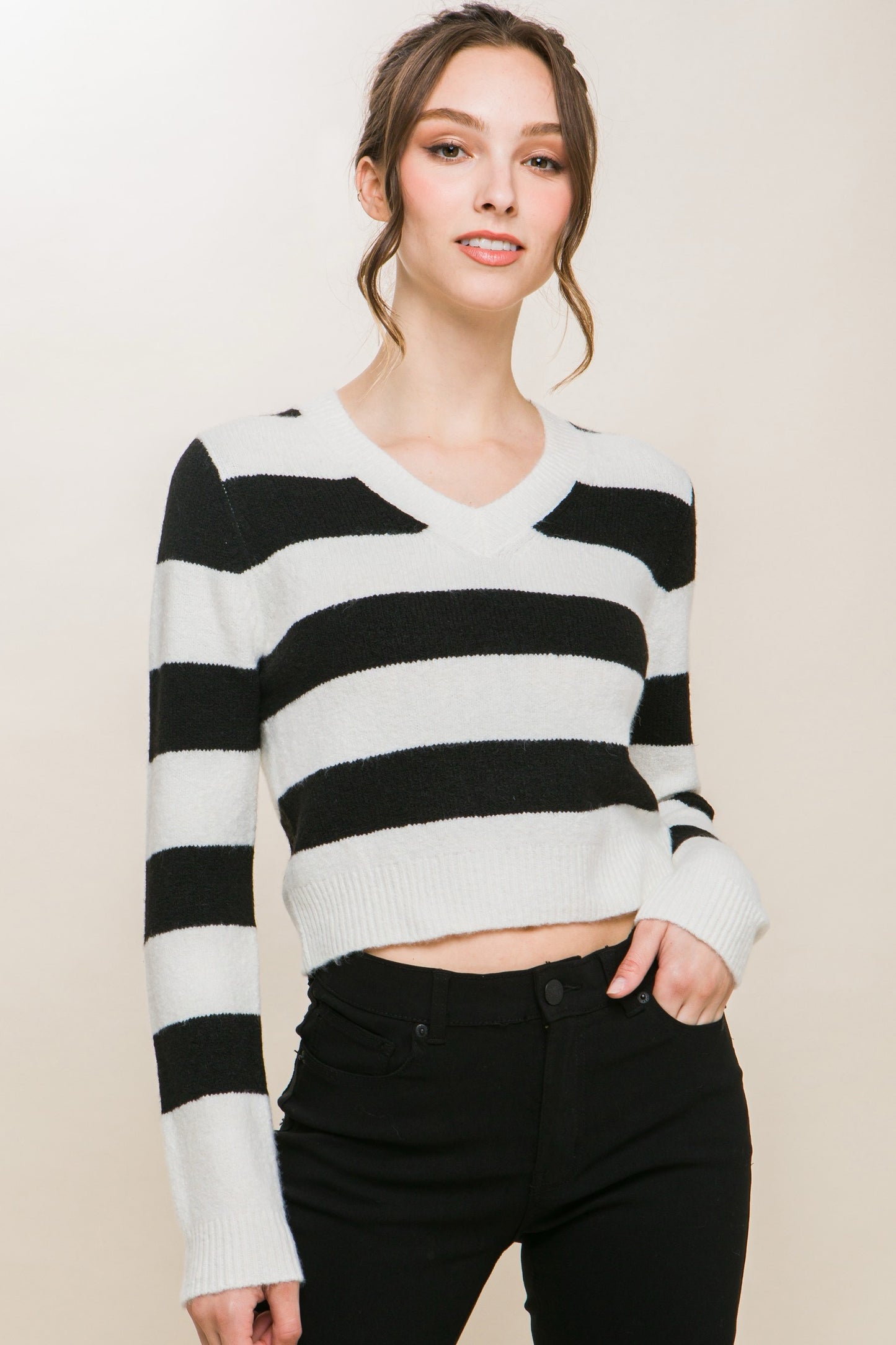 Only You Striped Pullover Knit Sweater