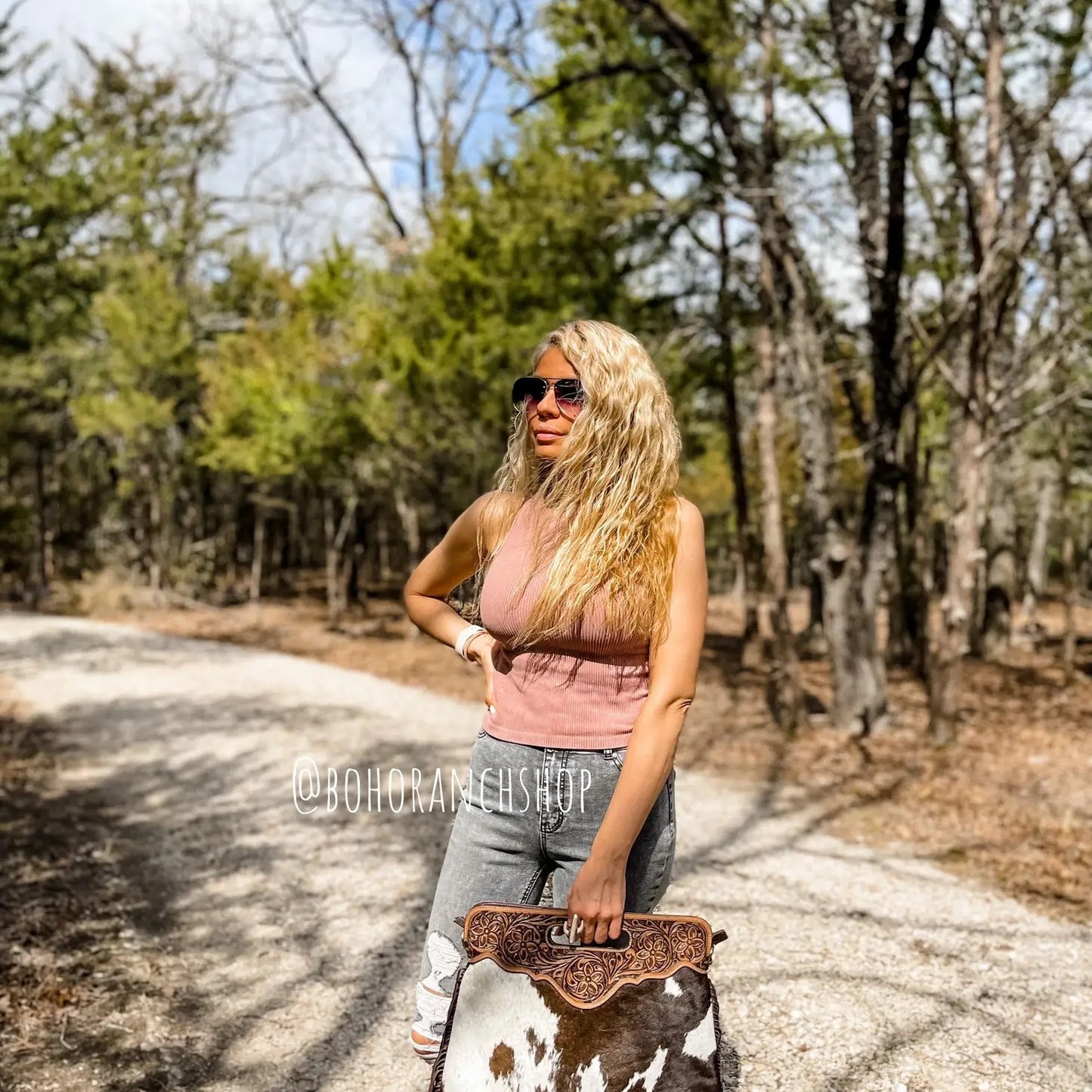 So Western Cross Cowhide Crossbody Brown + White