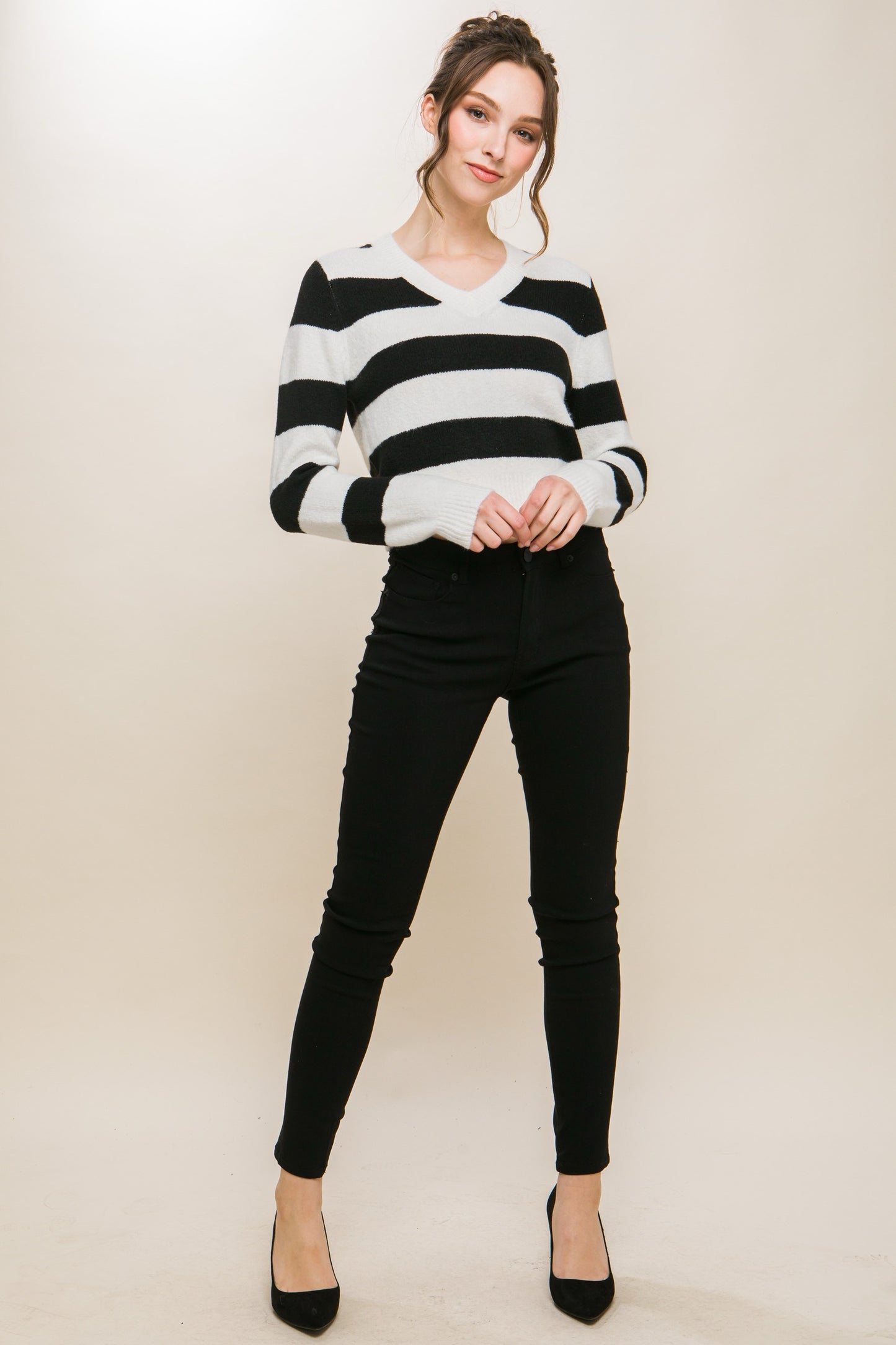 Only You Striped Pullover Knit Sweater