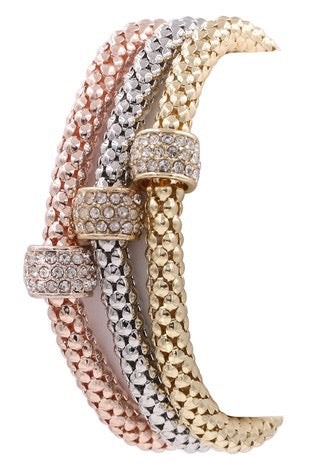 Everything Precious Metal Pave Ball Stretch Bracelet Set