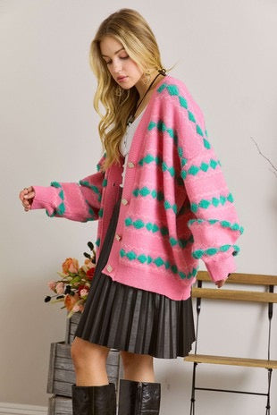 Business As Usual Striped Pattern Knit Cardigan