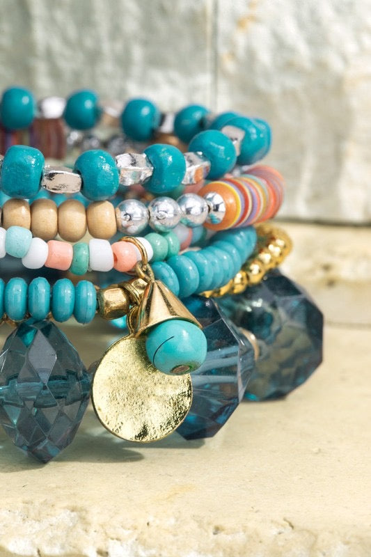 Free As The Ocean Tidal Wave Stacked Stretch Bracelet